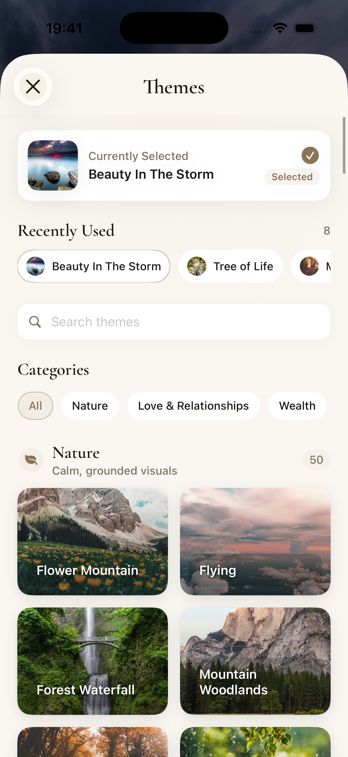 AffirmMe app screen showing a calming affirmation flow
